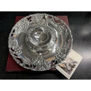 New Arthur Court Grape 14" Round Chip & Dip Tray Aluminum 10-1886 w/ Box
